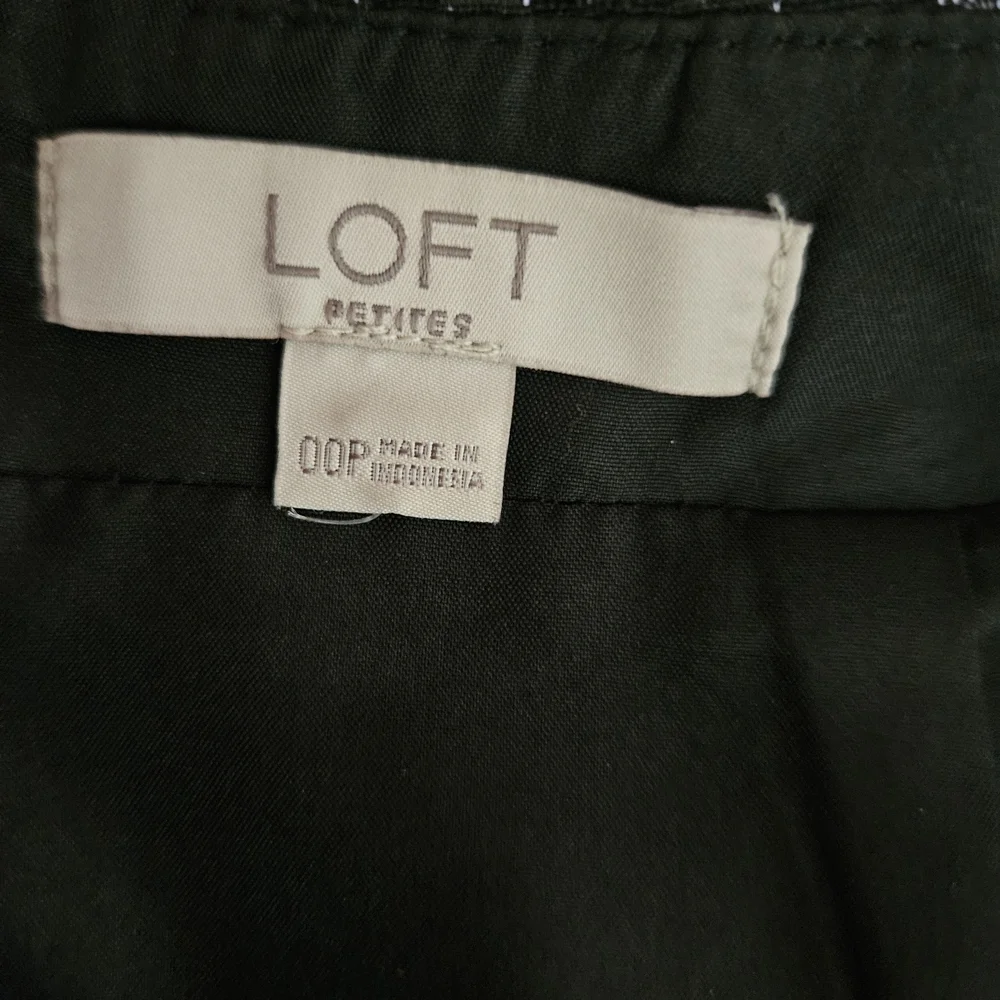 LOFT Petite Black Metallic Patterned Faux Wrap Mini Skirt - Picture 5 of 9